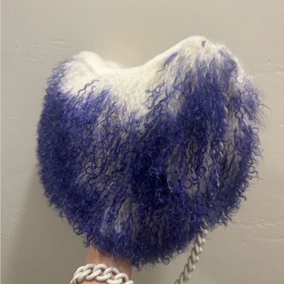 Genuine Mongolian Lamb Fur Handmade Half Moon Hobo Bag/Shoulder Bag/Crossbody - Picture 12 of 17